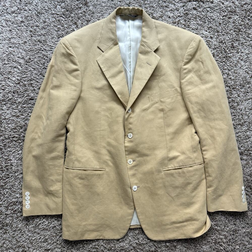 Vintage Polo Ralph Lauren Union Made In USA Yellow Sport Coat Suit Jacket Sz 42R